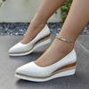 Fashion Comemore New Style Woven Hemp Rope Platform Women Single Shoes Casual Slip On Pointed Toe Wedge High Heels Pumps Shoes for Women