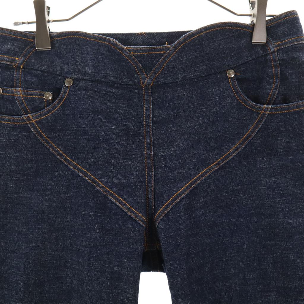 Yves Saint Laurent Made In Italy Flare Denim Pants RIRI Zip Heart Jeans Women Used