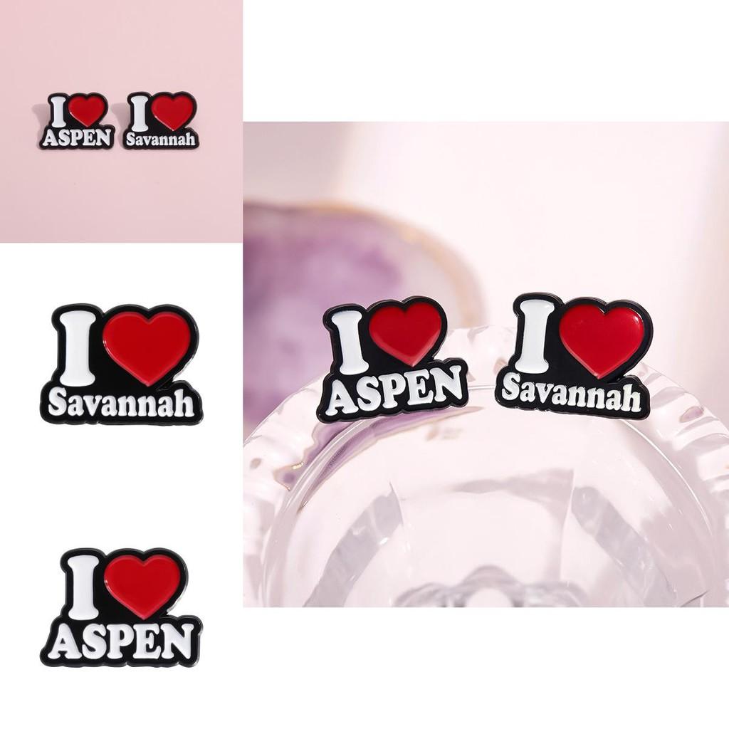 Heart Creative Red Metal Badge Accessory Brooch Featuring Unique Alphabet Design
