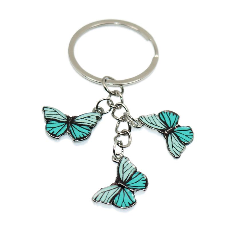 Cute Colorful Butterfly KeyChains Bag Charm Cell Phone Accessory Preppy Schoolbag Pendant Key Rings Christmas Xmas Jewelry Gifts