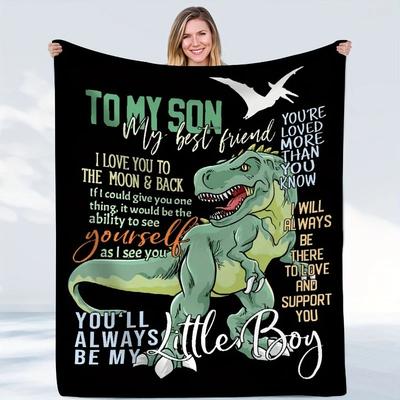 Dinosaur Blanket T-Rex Throw Blanket Portable Cozy Soft Flannel Blanket for Couch Bed Sofa Perfect Gift for Son from Parent