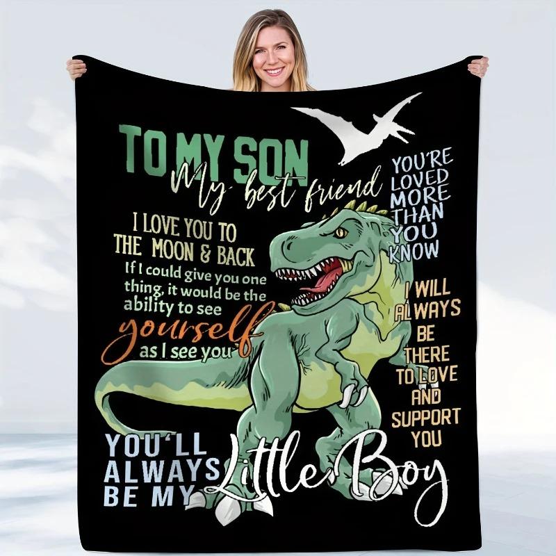 Dinosaur Blanket T-Rex Throw Blanket Portable Cozy Soft Flannel Blanket for Couch Bed Sofa Perfect Gift for Son from Parent 70x100cm