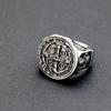 Antique Stainless Steel Men's St Benedict Cross Exorcism Ring