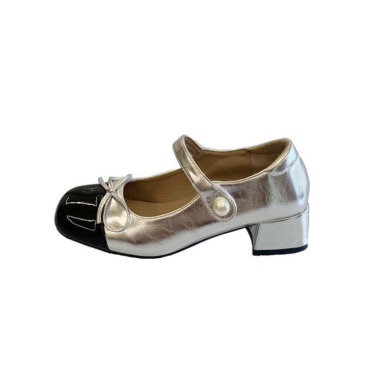 Coarse heel Mary Jane shoes women's spring new retro versatile light mouth single shoes with small leather shoes