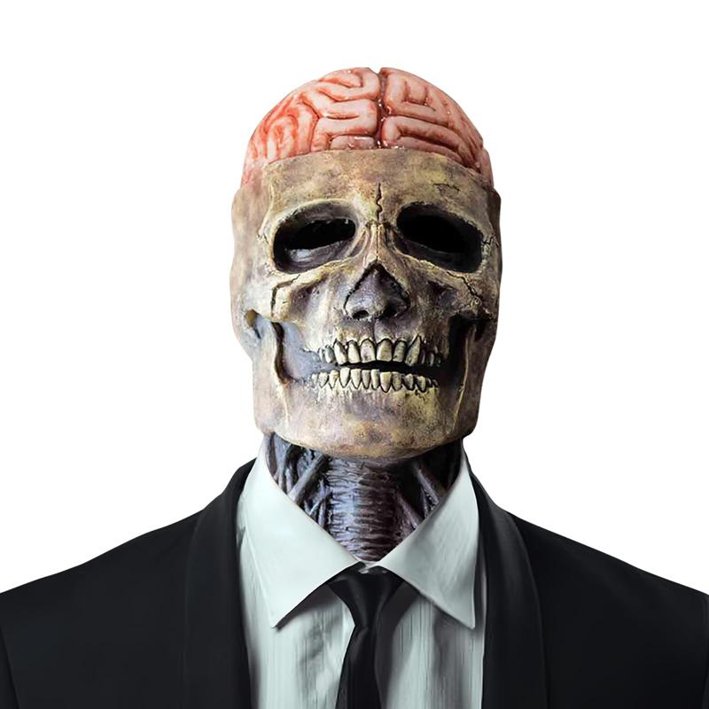 1pc, Halloween Mask, 3D Skull Mask, Scary Full Head Skull, Realistic Latex Skeleton Props, Halloween Role Play Party Costume