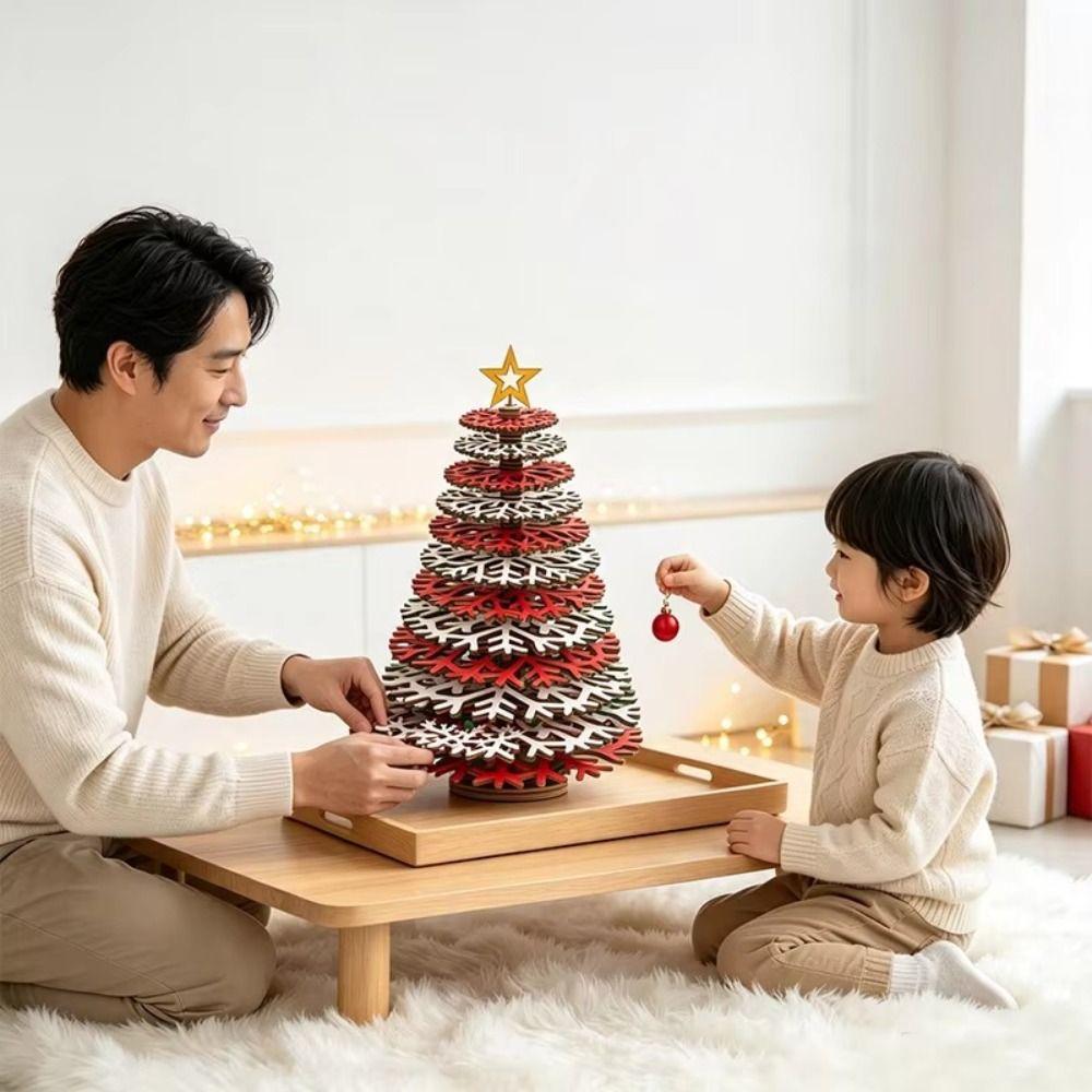 Creative Wooden Christmas Tree 3D Christmas Tree Statue Christmas Tree Ornament Holiday Decor