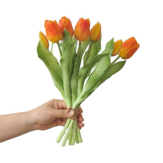 Artificial Tulip Flower 12" Real Touch Long Stem Fake Tulip Flower for Spring Easter