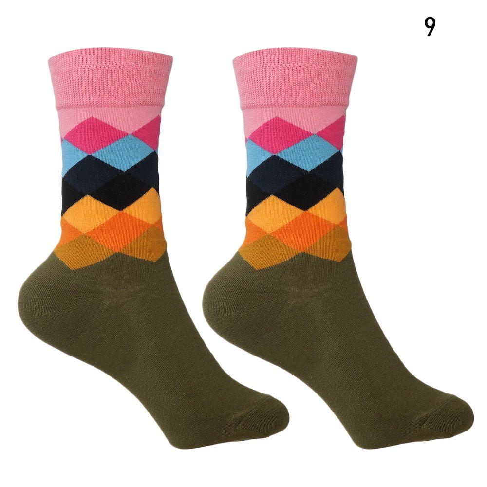 Fashion Colorful Casual Argyle Filled Optic Men s Socks Winter Socks Combed Cotton