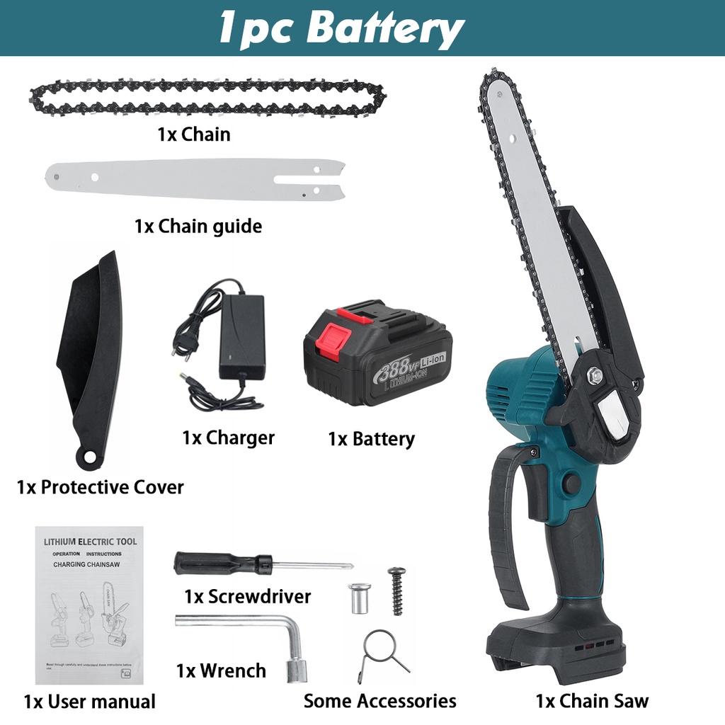 10000RPM 8 Inches Mini Brushless Electric Chain Saw Chainsaw Wood Cutter Pruning Garden Power Tool For 18V Battery