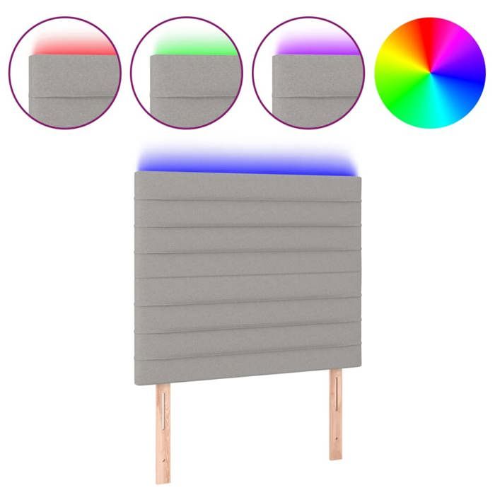 VidaXL Tête de Lit à LED Meuble de Chambre à Coucher Accessoire de Lit Simple Tête de Cadre de Lit Intérieur Gris Clair 3122554