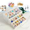 3/5 Tier Rock Display Case Clear Rock Collection Display Case 54/90 Grids Large Content Rock Collection Box Multi-role Storage