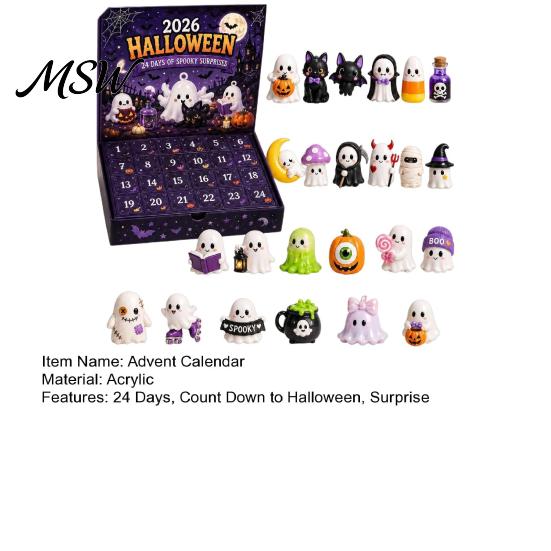 Halloween-Mitgebsel für Kinder Adventskalender 2026, 24 Tage Countdown mit sicheren Spielzeugen Kinder Sammler Mini-Figuren, Gruselige Puppenfiguren Kinder,