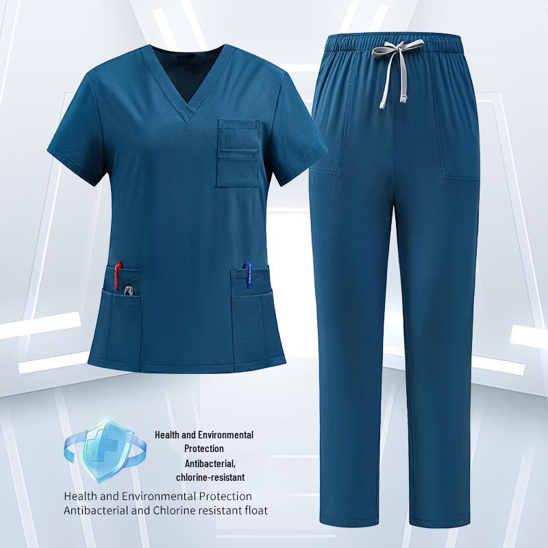 Unisex Quick-Dry Short-Sleeve Scrub Suit for Medical and Veterinary Professionals