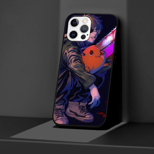 Case For Apple Iphone 11 13 12 Mini 14 Pro Max Xr 7 8 +Se 2020 Xs 6 6s Plus 5 5s Black Silicone Phone Cover Chainsaw Man Anime