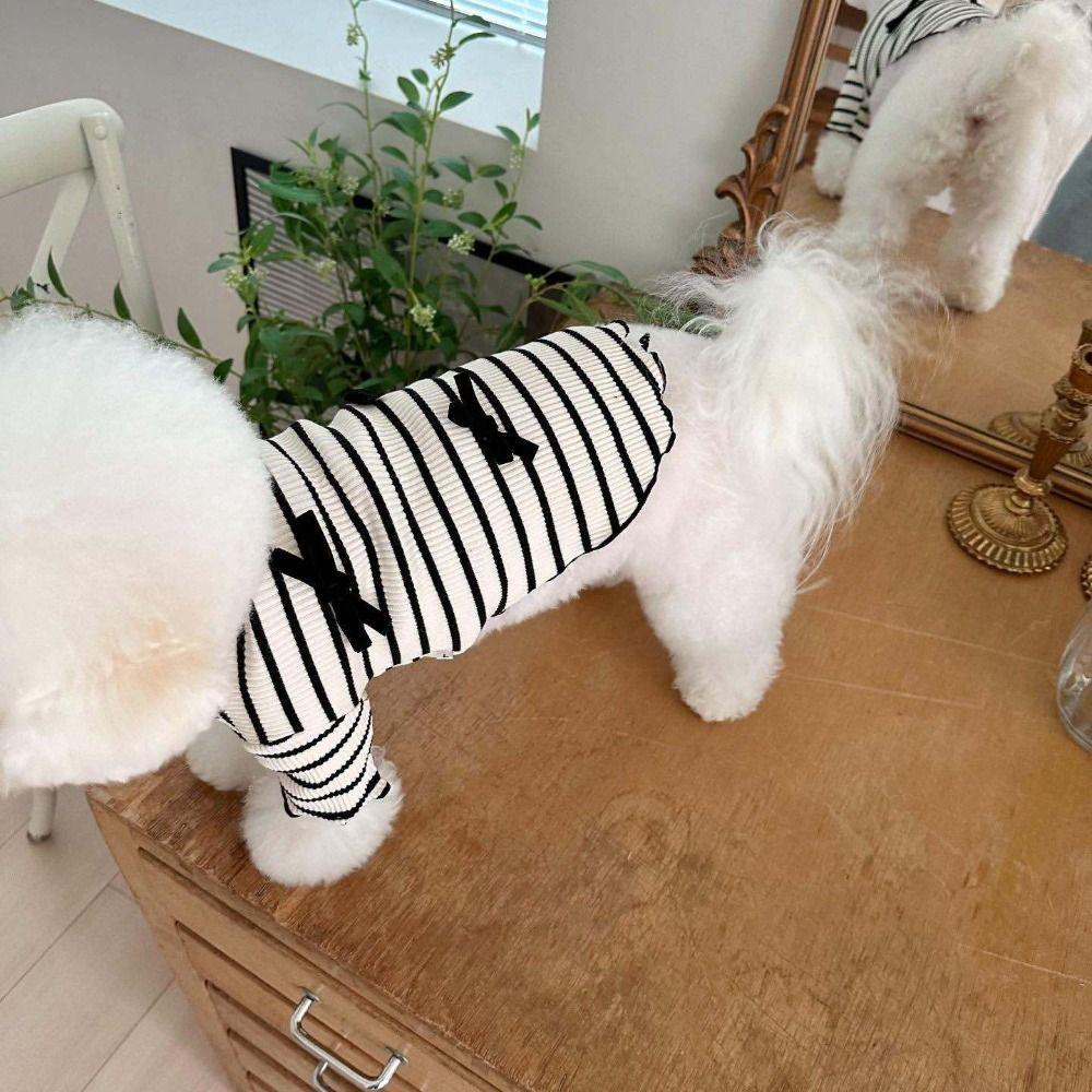 Cute Pet Striped Short Sleeve Soft Pet Princess Dress Pet Supplies Dog Vest  For Puppy Cat