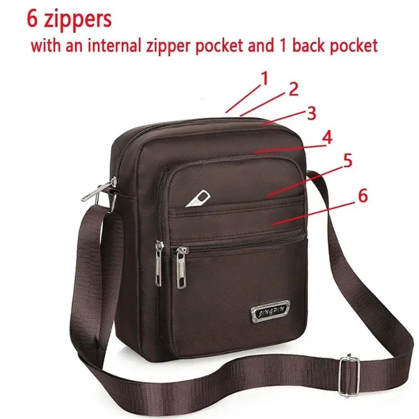 Four Or Six Layer Zipper Waterproof Single Shoulder Messenger Bag Business Bag Wallet