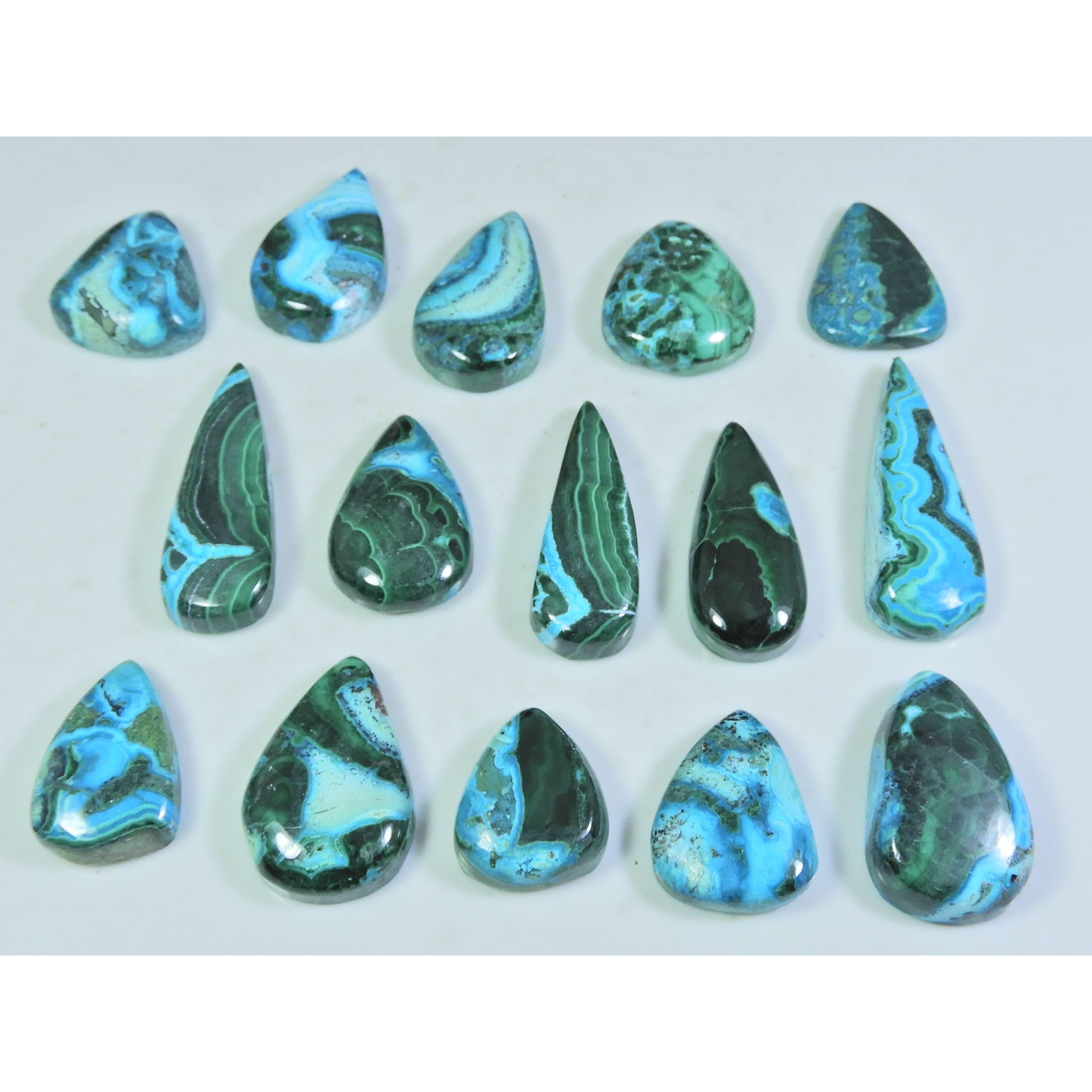 

13X17-12X30ММ Натуральный Хризоколла Малахит Груша Кабошон Драгоценный камень 14 шт. Лот C-139