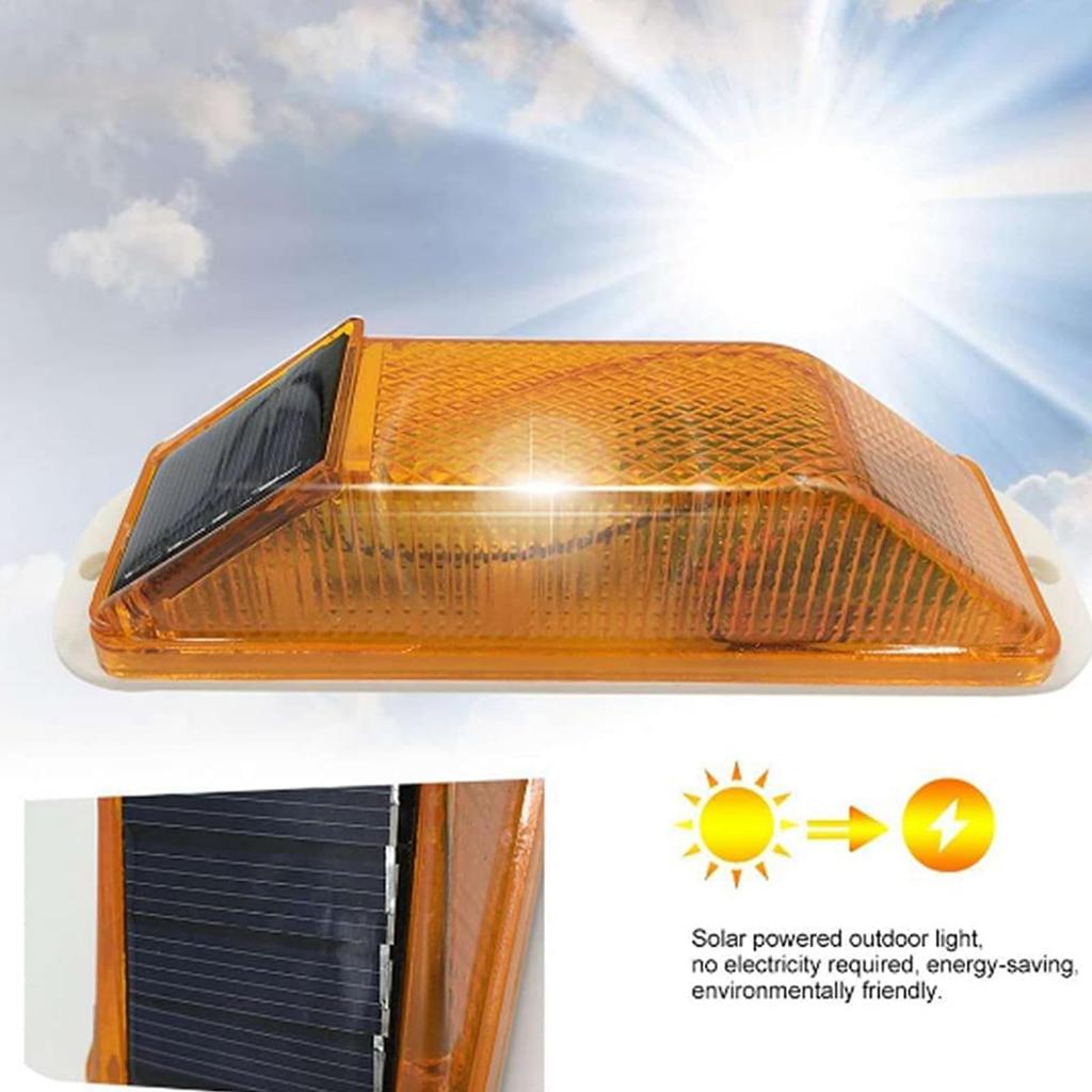 Gerinkoken Solar Warning Light, Outdoor Solar Warning Light, LED Light, Strobe, Solar Construction Warning