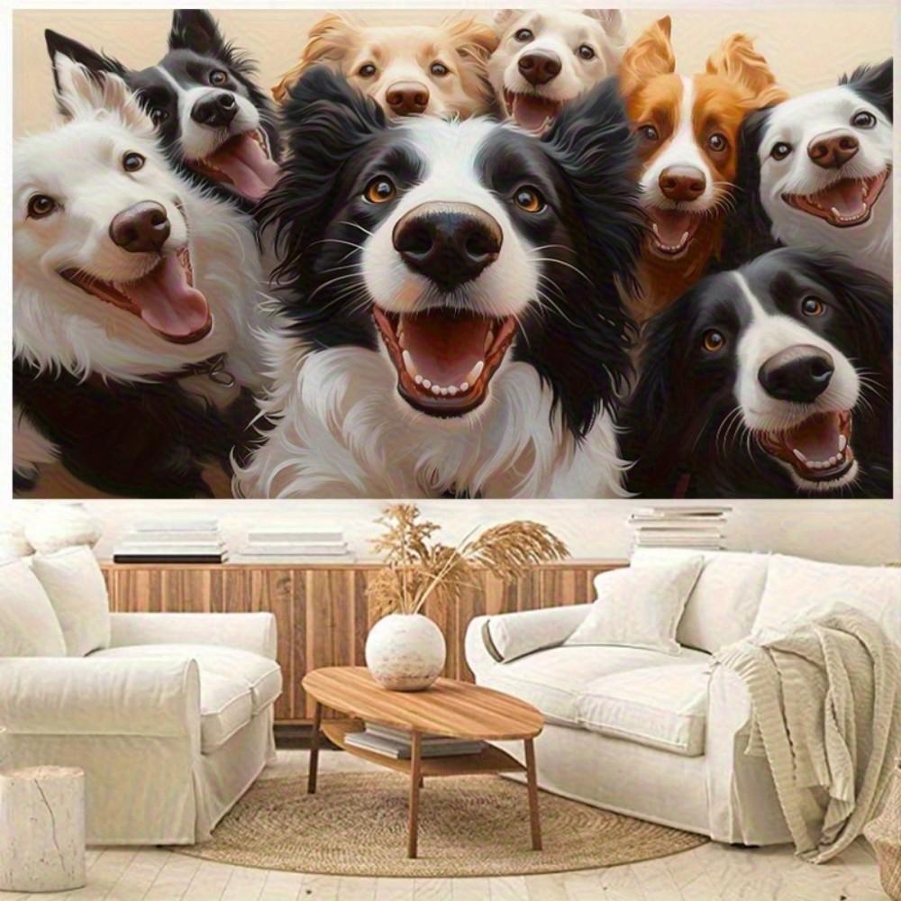 Funny Cute Cartoon Dog Taking Selfie Print Tapestry, Wall Hanging For Bedroom, Living Room And Dorm, Aesthetic Home Decor