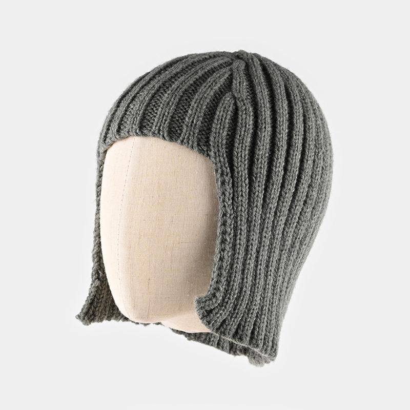 

Hot Girl Wig Knitted Hat For Women Men Autumn And Winter Warm Ear Protection Headwrap Hat Fashionable Shopping Style Headgear one size сірий колір