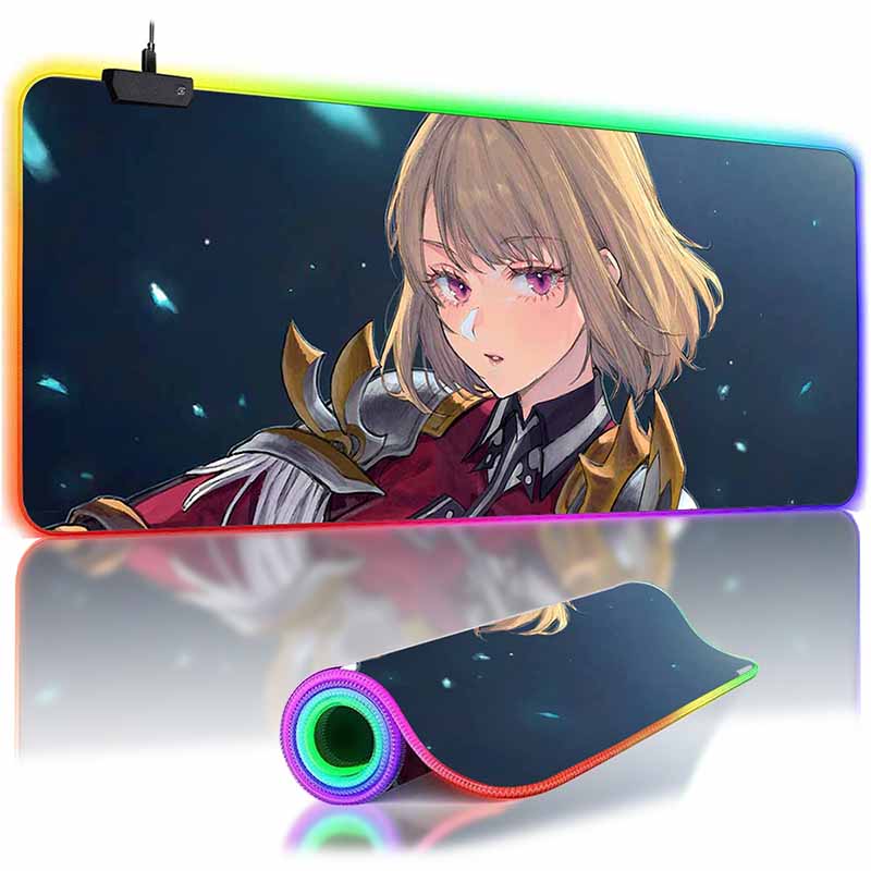 RGB Backlit Anime Solo Leveling Mouse Pad Cute Anime Grils Lager Gamer Accessories Overwatched Mouse Mat Non-Slip Keyboard Mat