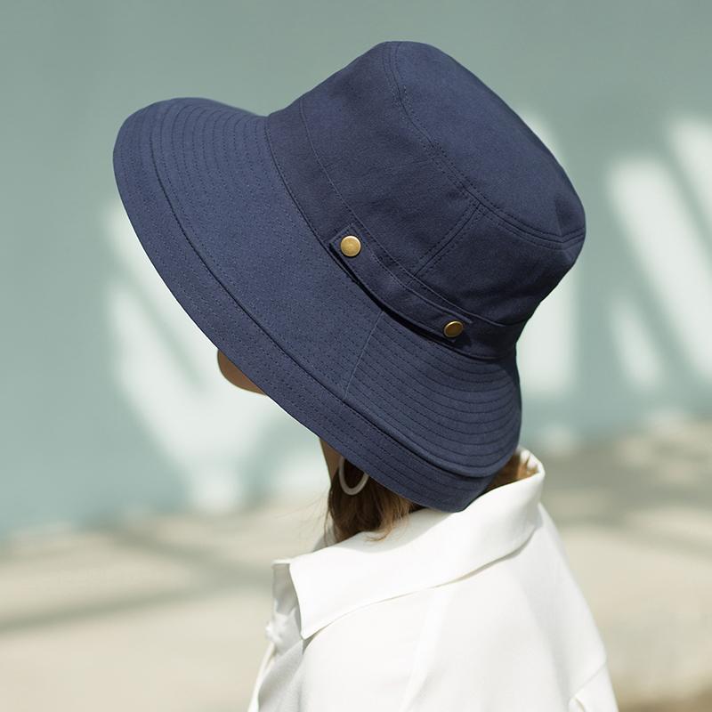 Damen Sommer-Sonnenhut 100% Baumwolle Atmungsaktiv Breiter Rand Fischerhut Outdoor UV-Schutz Kappe