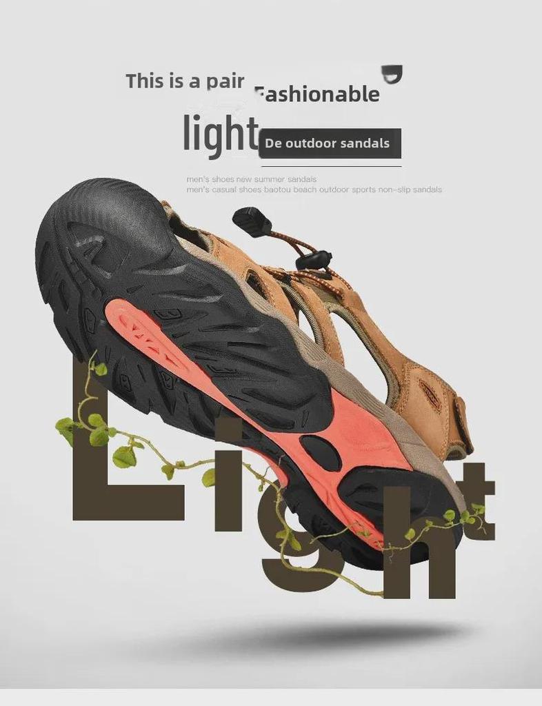 Men's Cross-Border Large Leather Outdoor River Sandals