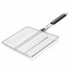 Square Grill Basket with Long Handle Electroplated Carbon Steel Folding Foldable