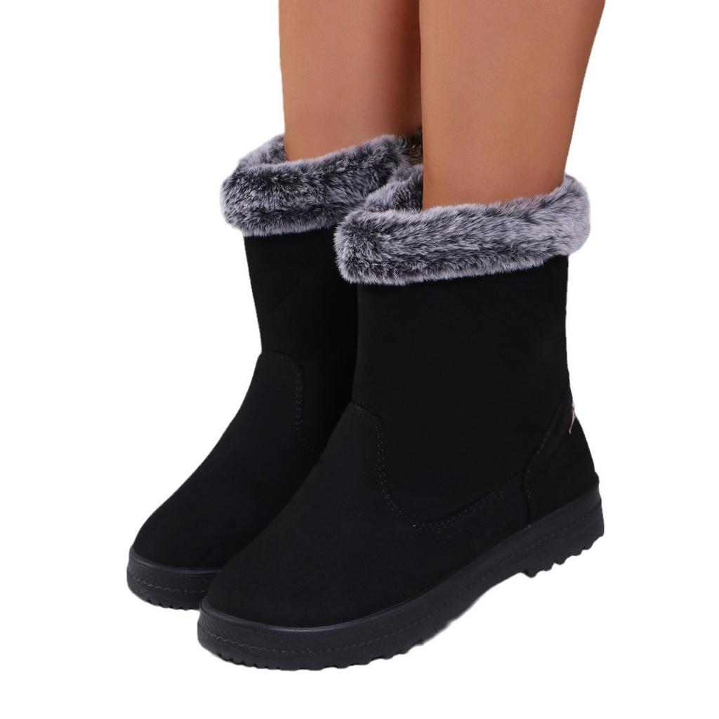 Women's Winter Platform Snow Boots Non-Slip Ankle Booties With Faux Fur Lining Faux Suede Walking Warm Comfortable Mid-Calf Boots Shoes for Women