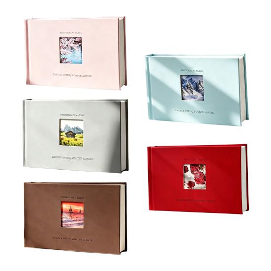Photo Album, Small Slip-in Photo Album, Photo Book Picture Album with Front Window, Holds 52 Photos Memory Book for Wedding Family Anniversary