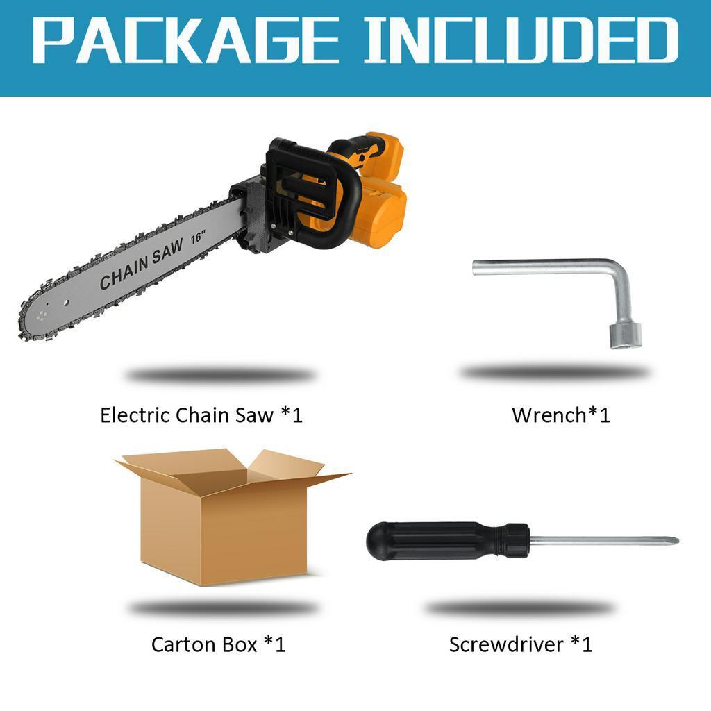 16" Cordless Chainsaw Electric Chain Saw 2800W Tree Saw For 18V Battery Blue/Yellow