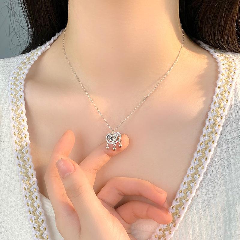 New Chinese Style Safety Lock Necklace Women's National Style China-Chic Light Luxury High Feeling Clavicle Chain