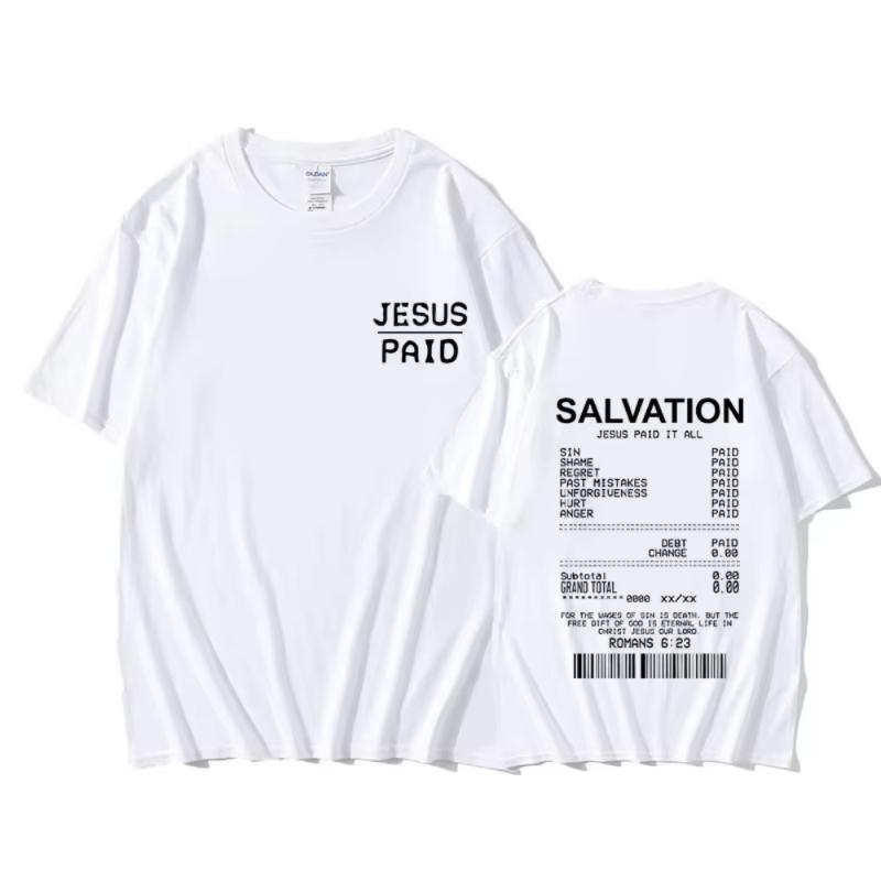 

Christian Salvation Jesus Paid It All Graphic Tshirt Men s Women s Fashion Oversized Short Sleeve Unisex Hip Hop Vintage T-sh... S разноцветный