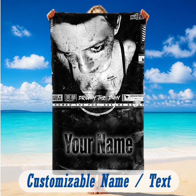 Beach Towel Custom Name Text, Quick Dry Large Towel For Beach HomeDeftones