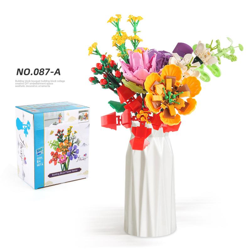 Children'S Assembly Science And Education Educational Building Block Toys Building Block Flower Bouquet Blind Box Diy Small Particle Building Flowers