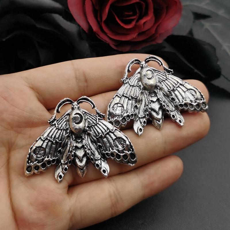 2pcs Big Moth Charm,Wiccan Jewelry Statement Pendant,Small Luna Moth Charms Pendant For Jewelry Making DIY Jewelry Findings
