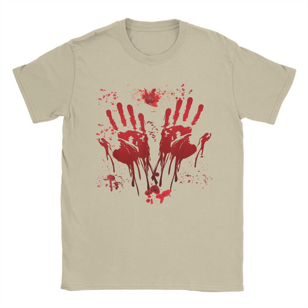 Men's Halloween Bloody Hands Blood Splash T Shirt Zombie Cotton merch Casual Short Sleeve O Neck Tee Shirt 4XL 5XL 6XL T-Shirts
