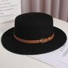 French Celebrity Flat Top Woolen Top Hat Women's Autumn and Winter Retro Versatile Flat Edge Hat British Hepburn Style Jazz Hat