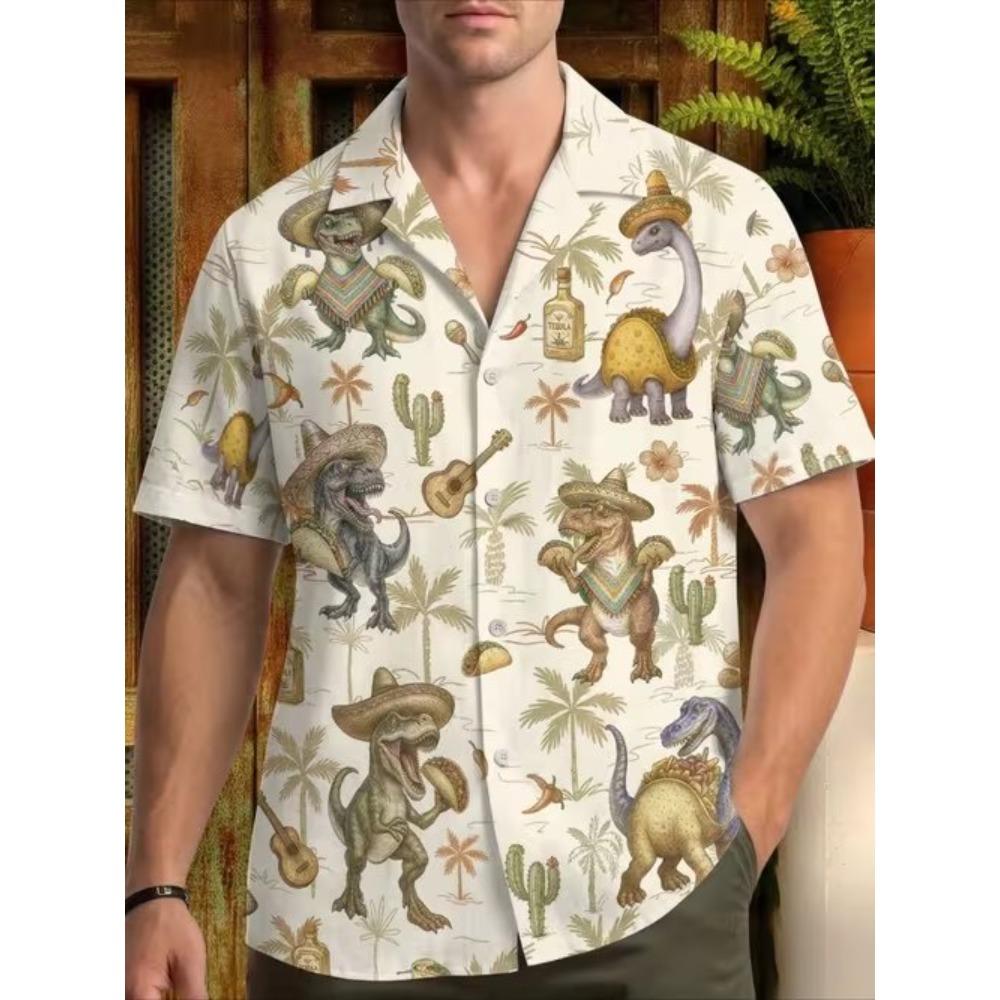 Heren Bloemenpatroon 3D Print Shirt Knoopsluiting Casual Zomer Shirt Korte Mouw Dagelijkse Vakantie Kleding