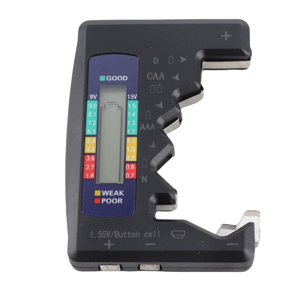 Digital Battery Capacity Gauge Tester Universal D C N AAA AA 9V 1.5V Button Cell Analyzer Black