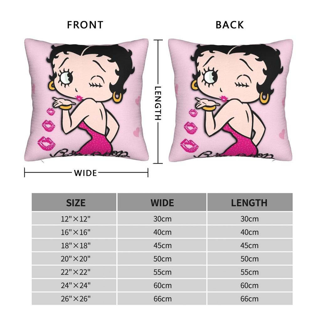 Anime B-Betty Boops Pillowcase Double-Sided Printing Polyester Cushion Cover Decor Pillow Case Cover Chair Square 18''