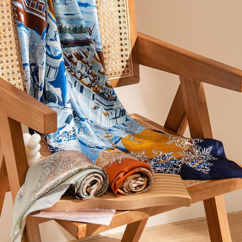 Mulberry silk silk scarf women's  four seasons versatile British plaid printing long yarn sunscreen shawl dual-purpose