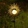 Solar-powered Ironwork Glass Crack Sun Projection Bell Hollow Projection Lamp Waterproof Outdoor Light for Lawn Door Garden Home