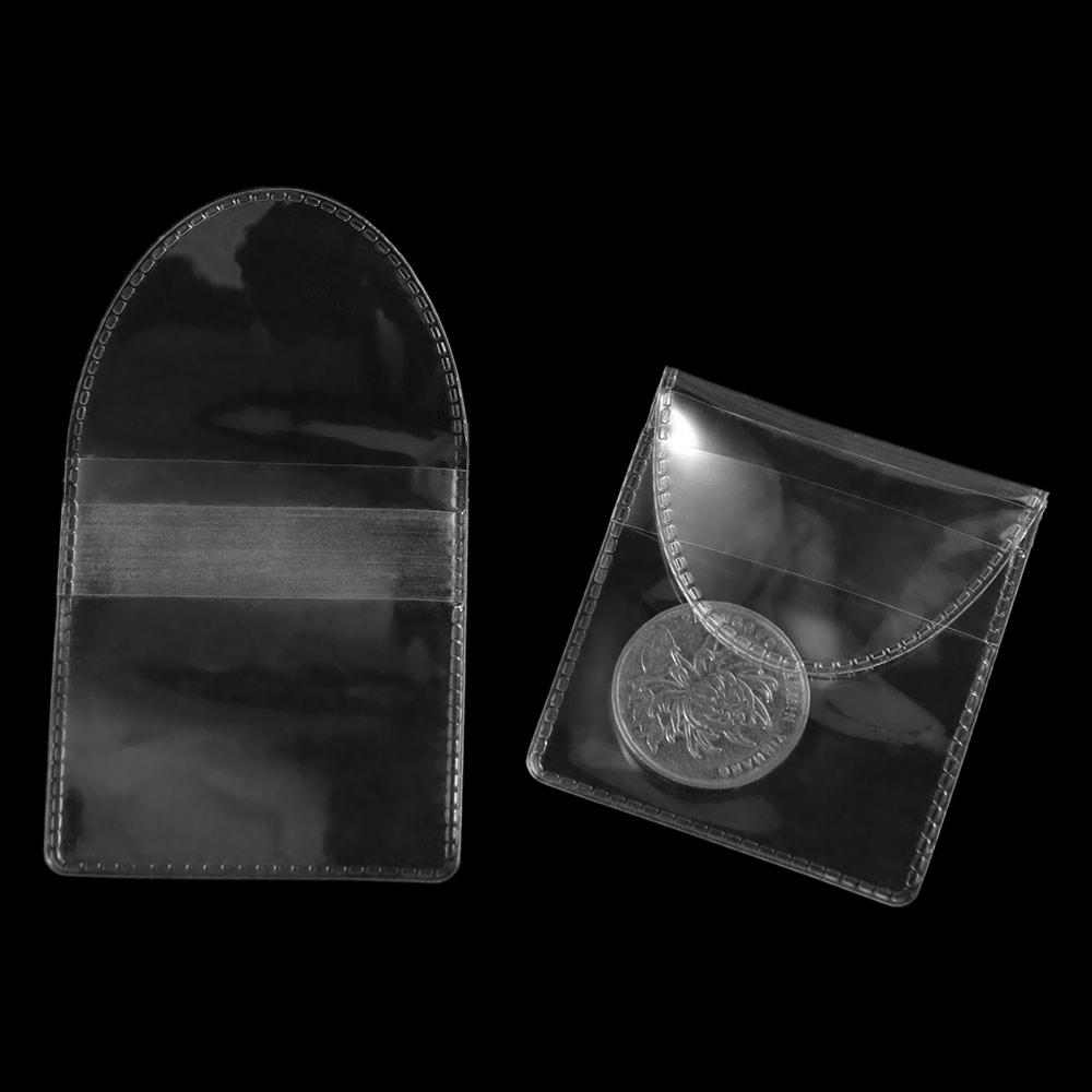 20pcs PVC Coin Protector Pouch Single Pocket Clear Plastic Sleeves Pocket Coin Sleeves  Jewelry