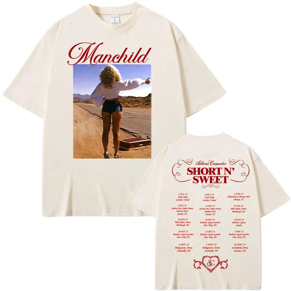 Sabrina Carpenter Manchild Graphic Print TShirt Streetwear Hiphop Rapper Fashion Tee Women Men Oneck Tees Loose Oversized Top