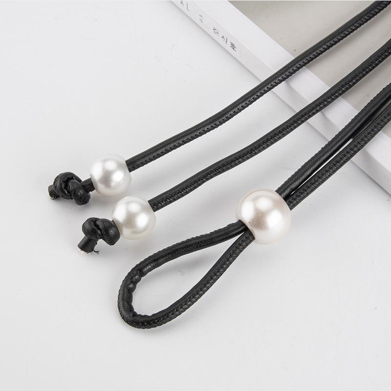 Simple Pearl Pu Rope Belt Women'S Decorative Sweater Dress Knotted Body Waist Chain Women