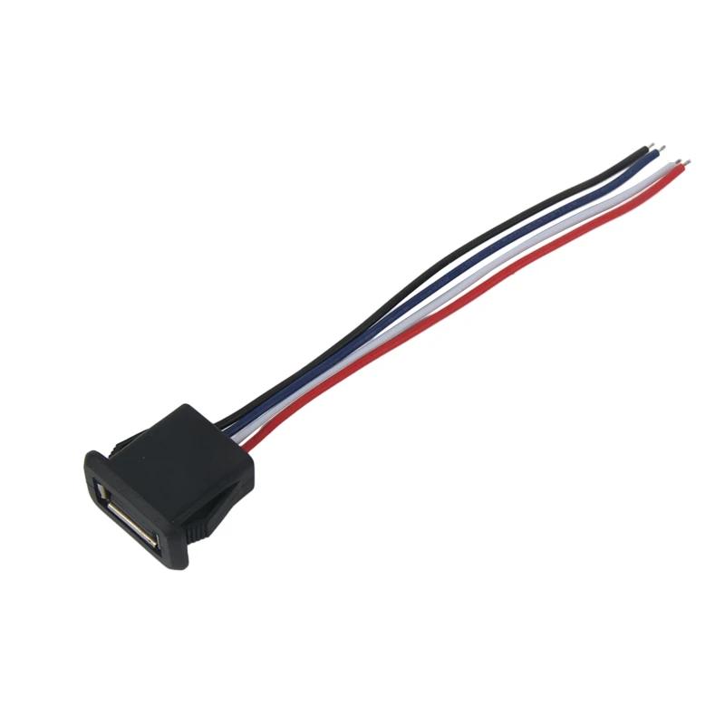 1-10 stk 2-pinners 4-pinners USB 2.0 hunn strømkontakt 2P 4P USB 2.0 ladeportkontakt datagrensesnitt med kabel USB-lader sokkel