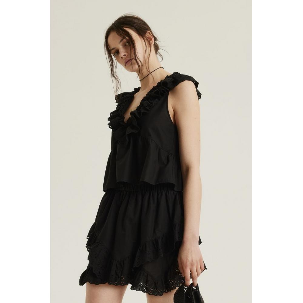 

Топ HM Broderie Anglaise с оборками, черный