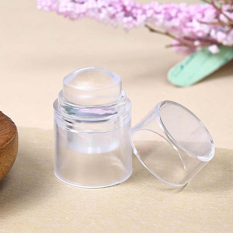 Jelly Silicone Nail Stamper With Scraper Transparent Nail Templates Stamp For Stamping Polish Printing Manicure Tools