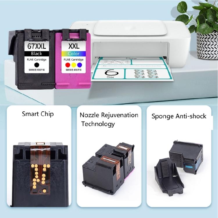 Recycled 67 XXL Ink Cartridge Black/Colored Superior Color Reproduction for 2723 2721 2330 4122 Printers Installation